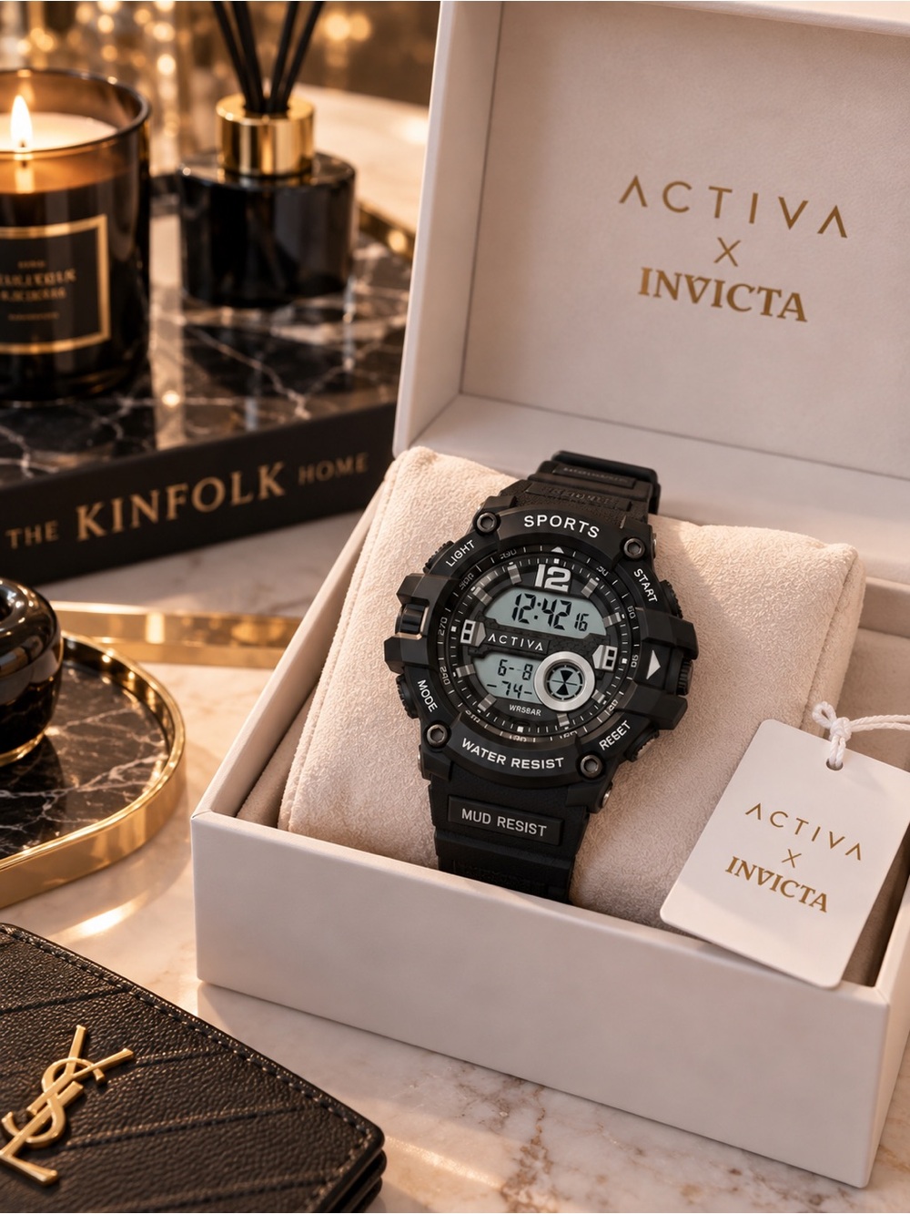 Activa x Invicta ACW533-001 Black Digital Watch 46mm NWT